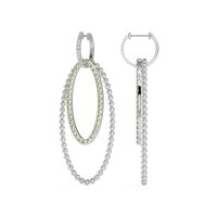 Double Oval Hoop Beaded Dangle Earrings