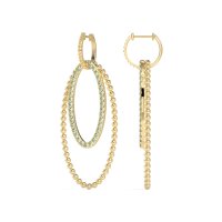 Double Oval Hoop Beaded Dangle Earrings