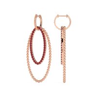 Double Oval Hoop Beaded Dangle Earrings