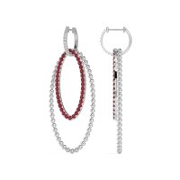 Double Oval Hoop Beaded Dangle Earrings