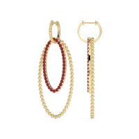 Double Oval Hoop Beaded Dangle Earrings