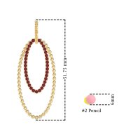 Double Oval Hoop Beaded Dangle Earrings