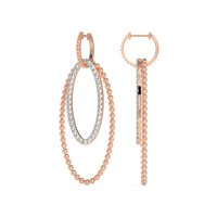 Double Oval Hoop Beaded Dangle Earrings