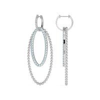 Double Oval Hoop Beaded Dangle Earrings