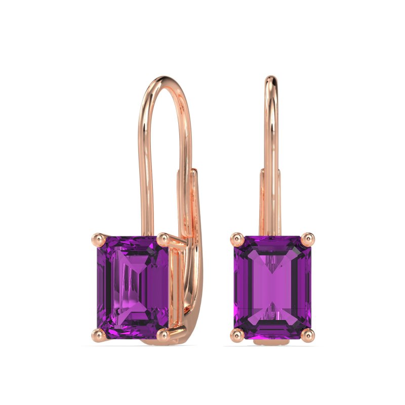 Shepard Hook Emerald Cut Stud Earrings