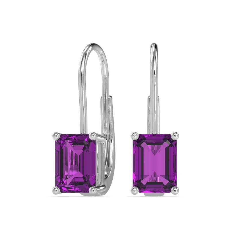 Shepard Hook Emerald Cut Stud Earrings