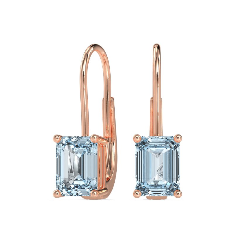 Shepard Hook Emerald Cut Stud Earrings