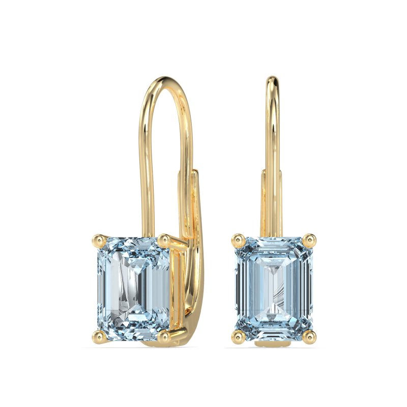 Shepard Hook Emerald Cut Stud Earrings