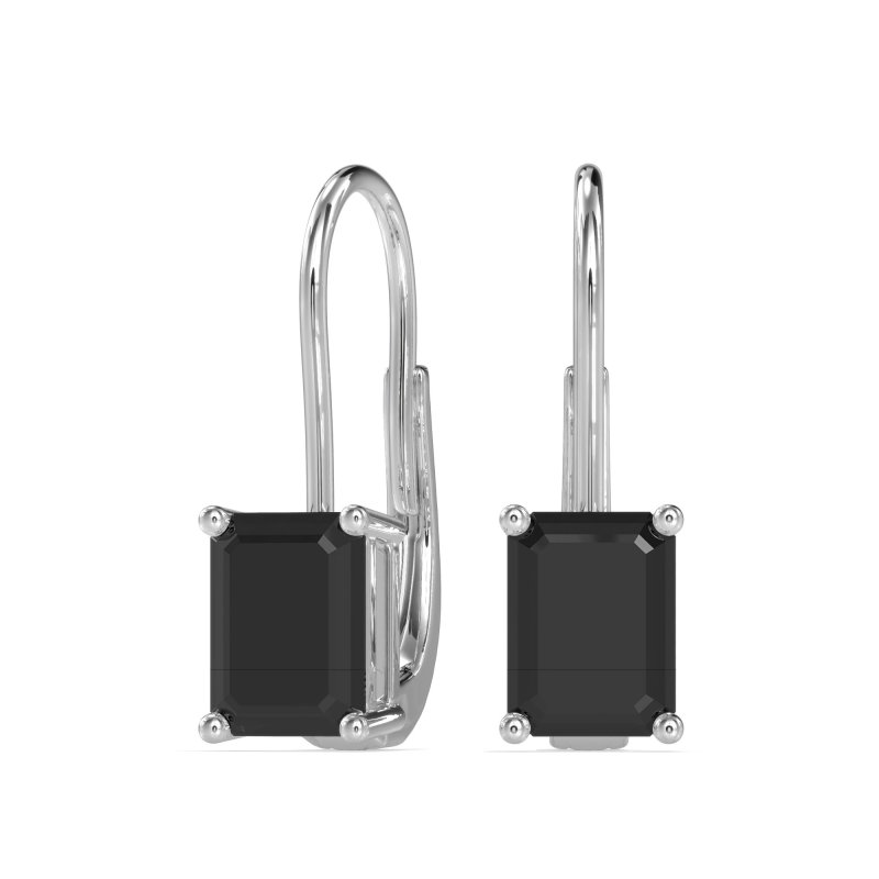 Shepard Hook Emerald Cut Stud Earrings