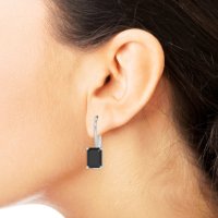 Shepard Hook Emerald Cut Stud Earrings