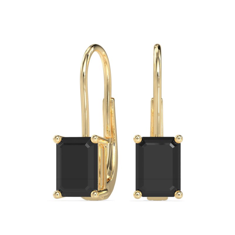 Shepard Hook Emerald Cut Stud Earrings