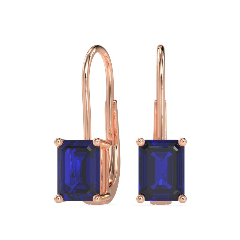 Shepard Hook Emerald Cut Stud Earrings