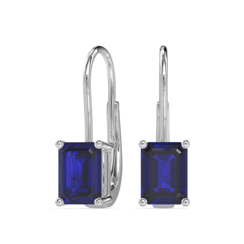 Shepard Hook Emerald Cut Stud Earrings