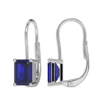 Shepard Hook Emerald Cut Stud Earrings