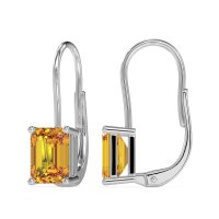 Shepard Hook Emerald Cut Stud Earrings