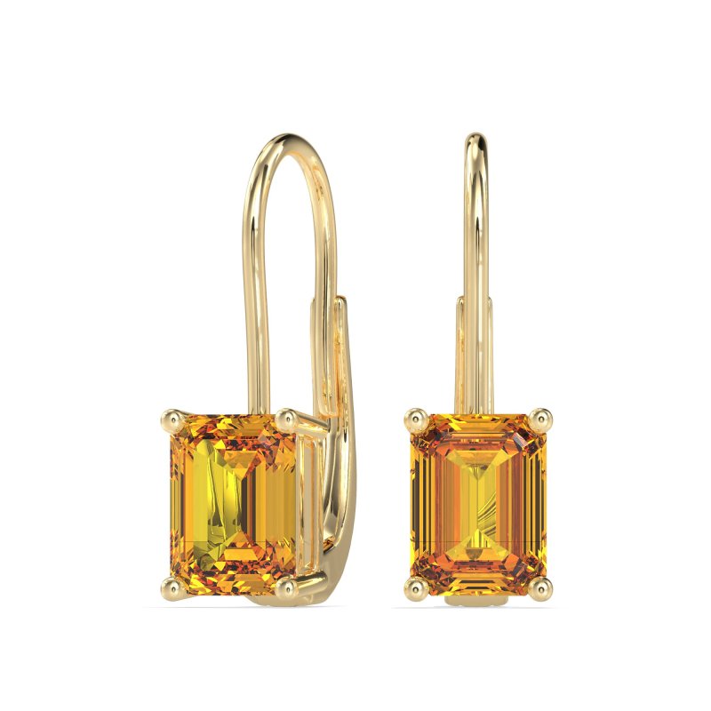Shepard Hook Emerald Cut Stud Earrings