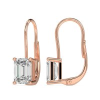 Shepard Hook Emerald Cut Stud Earrings