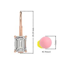 Shepard Hook Emerald Cut Stud Earrings