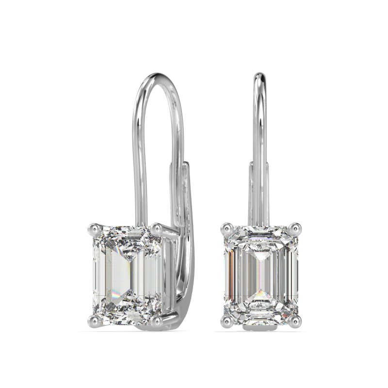 Shepard Hook Emerald Cut Stud Earrings