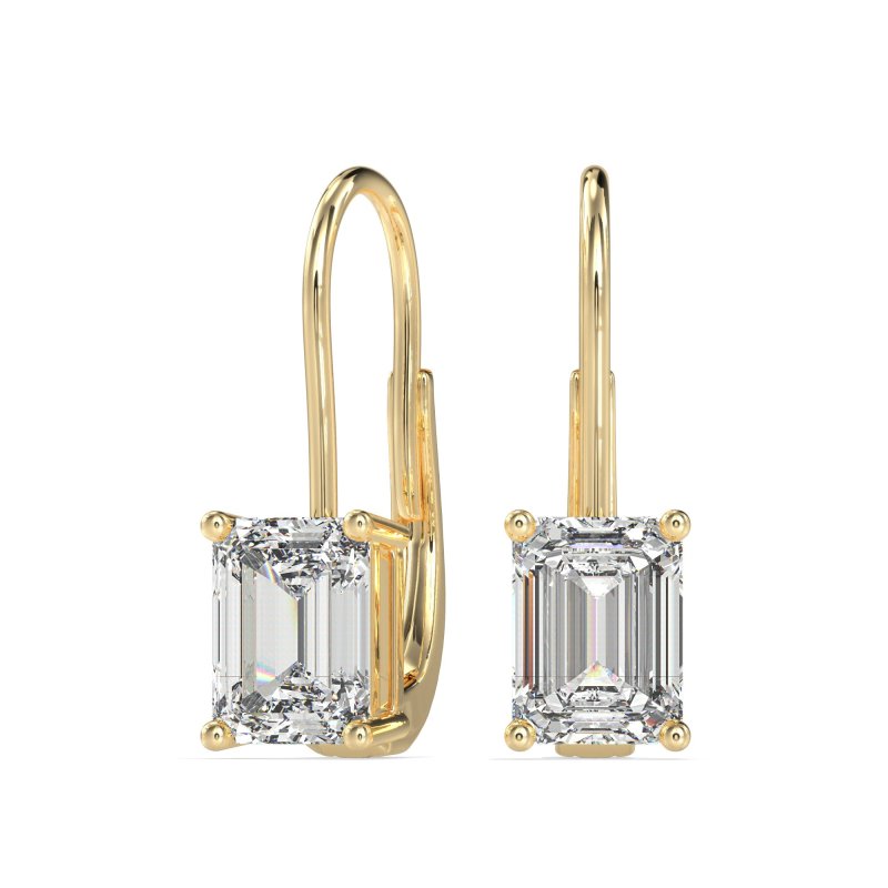 Shepard Hook Emerald Cut Stud Earrings