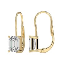 Shepard Hook Emerald Cut Stud Earrings