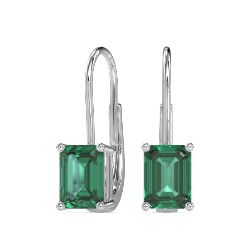 Shepard Hook Emerald Cut Stud Earrings
