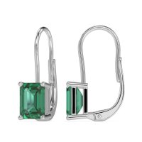 Shepard Hook Emerald Cut Stud Earrings