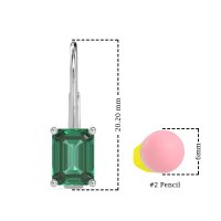Shepard Hook Emerald Cut Stud Earrings