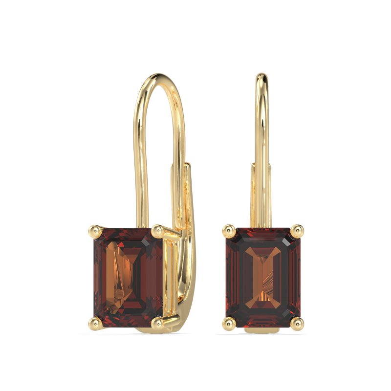 Shepard Hook Emerald Cut Stud Earrings