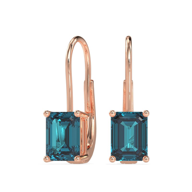 Shepard Hook Emerald Cut Stud Earrings