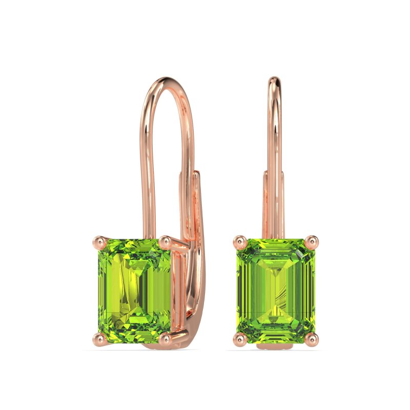 Shepard Hook Emerald Cut Stud Earrings