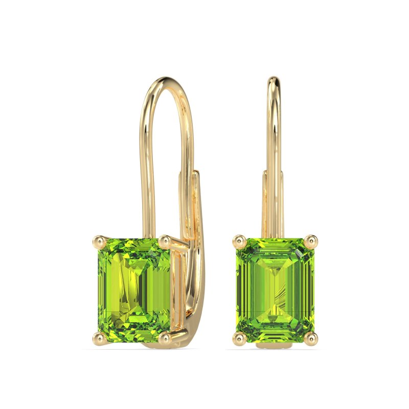 Shepard Hook Emerald Cut Stud Earrings