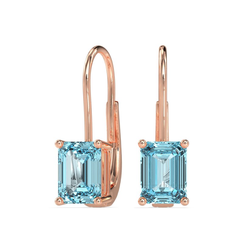 Shepard Hook Emerald Cut Stud Earrings