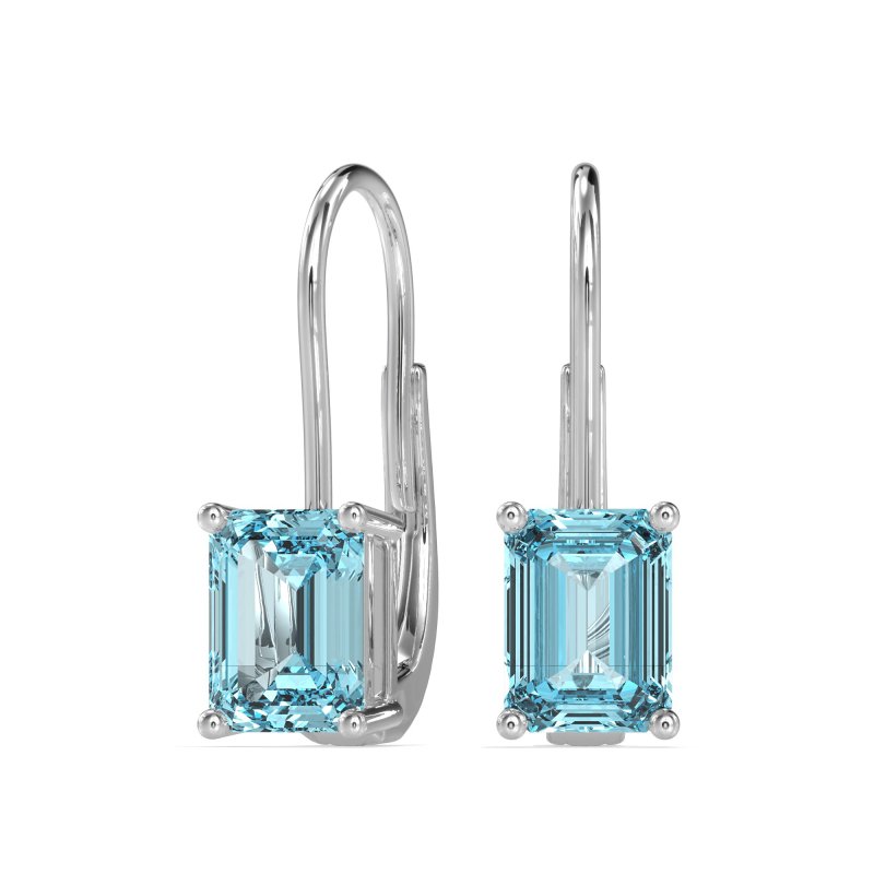 Shepard Hook Emerald Cut Stud Earrings