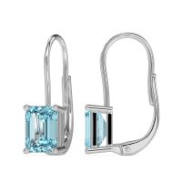 Shepard Hook Emerald Cut Stud Earrings