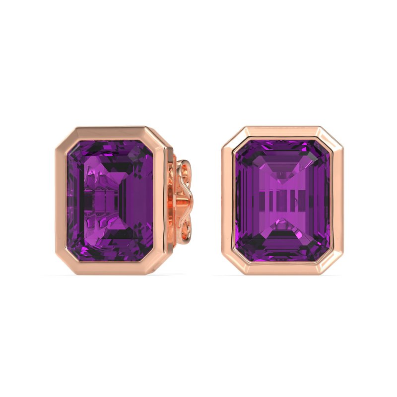 Bezel-Set Emerald Cut Stud Earrings