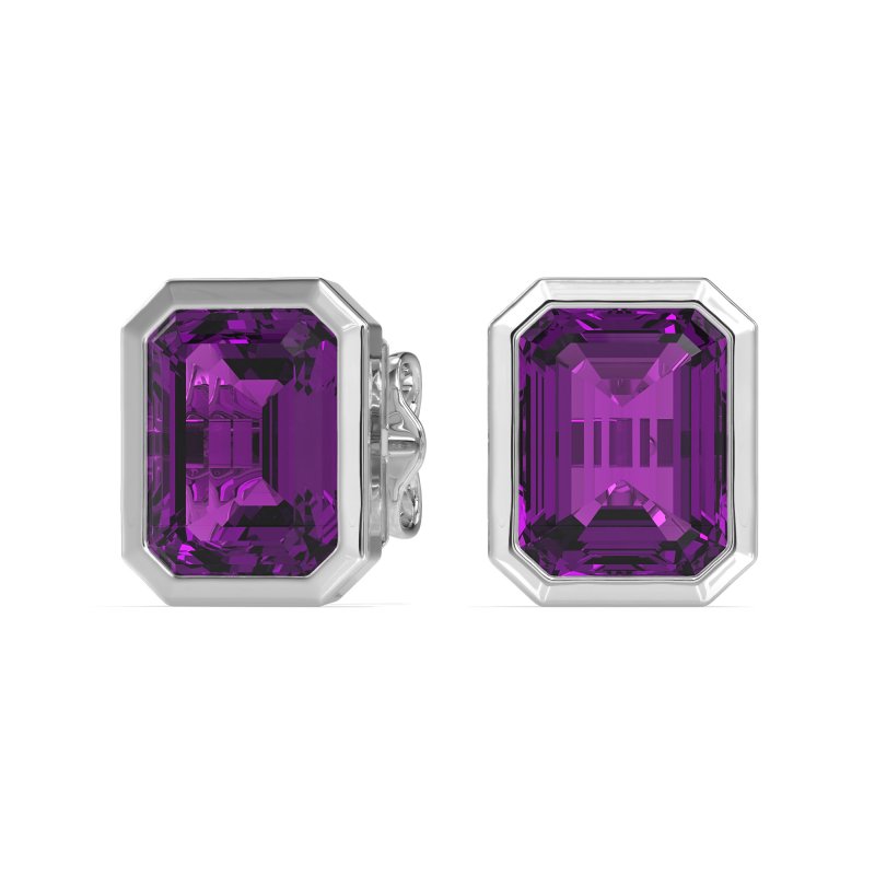 Bezel-Set Emerald Cut Stud Earrings