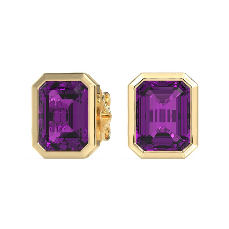 Bezel-Set Emerald Cut Stud Earrings