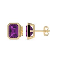 Bezel-Set Emerald Cut Stud Earrings