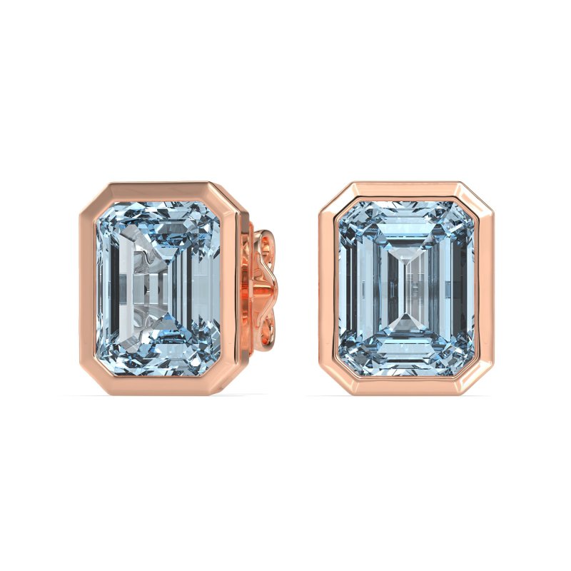 Bezel-Set Emerald Cut Stud Earrings