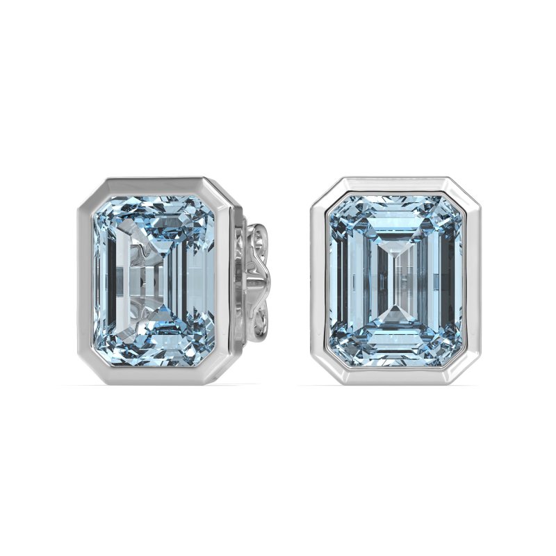 Bezel-Set Emerald Cut Stud Earrings