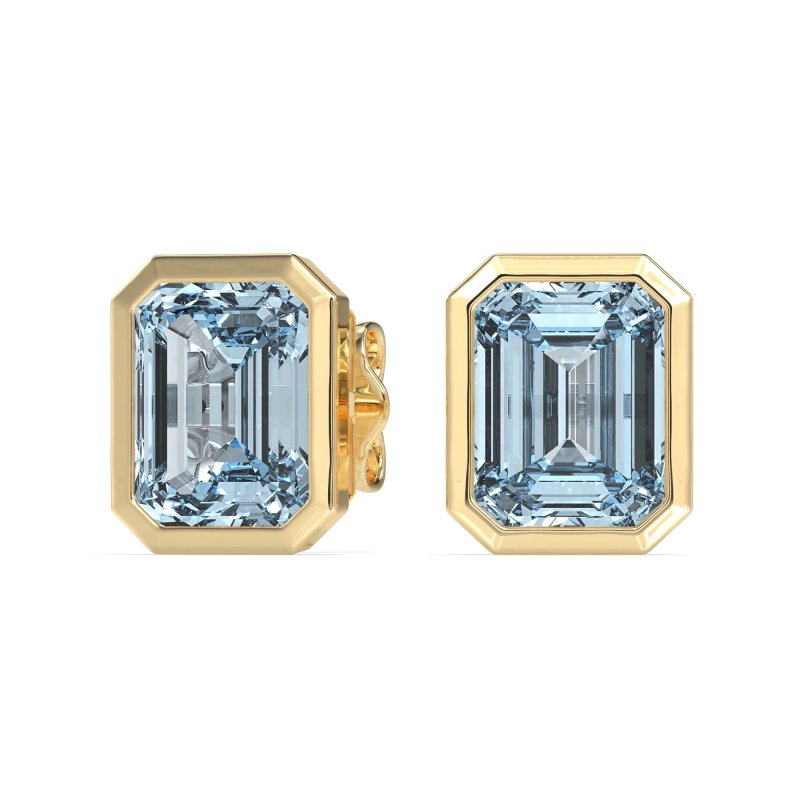 Bezel-Set Emerald Cut Stud Earrings