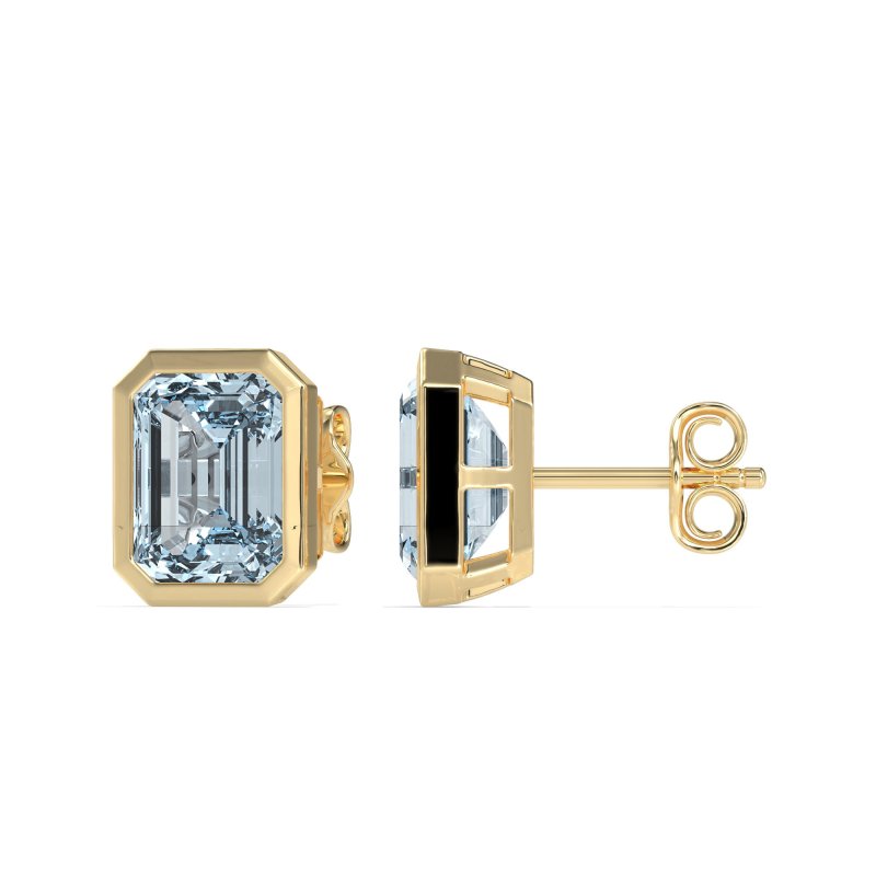 Bezel-Set Emerald Cut Stud Earrings