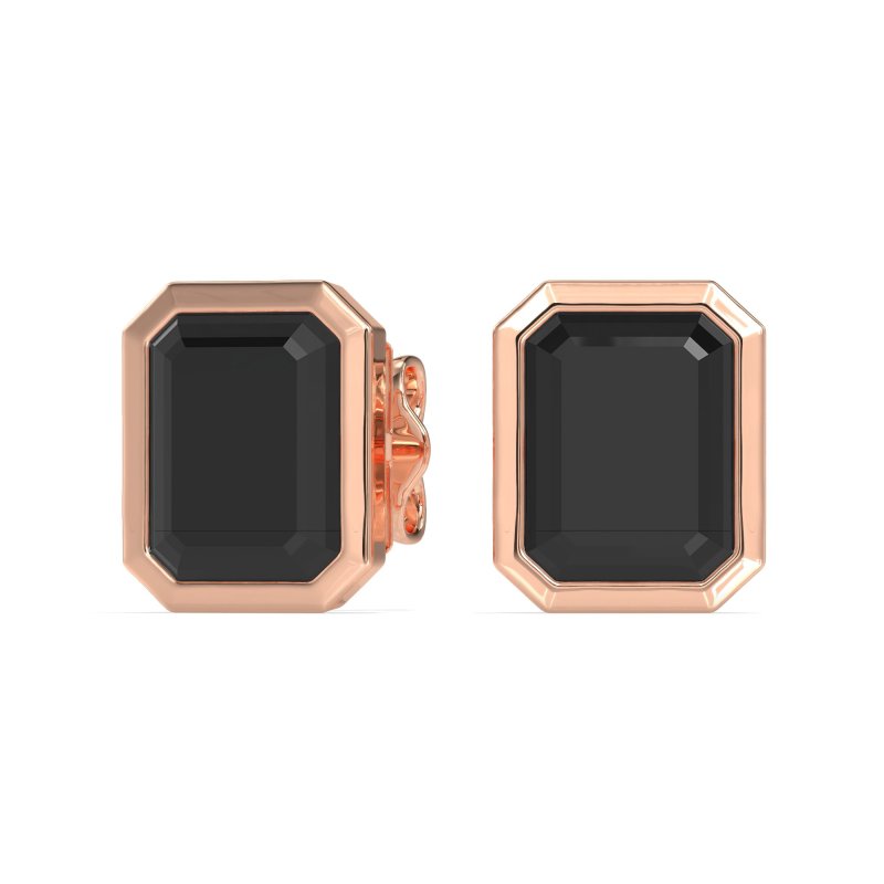 Bezel-Set Emerald Cut Stud Earrings