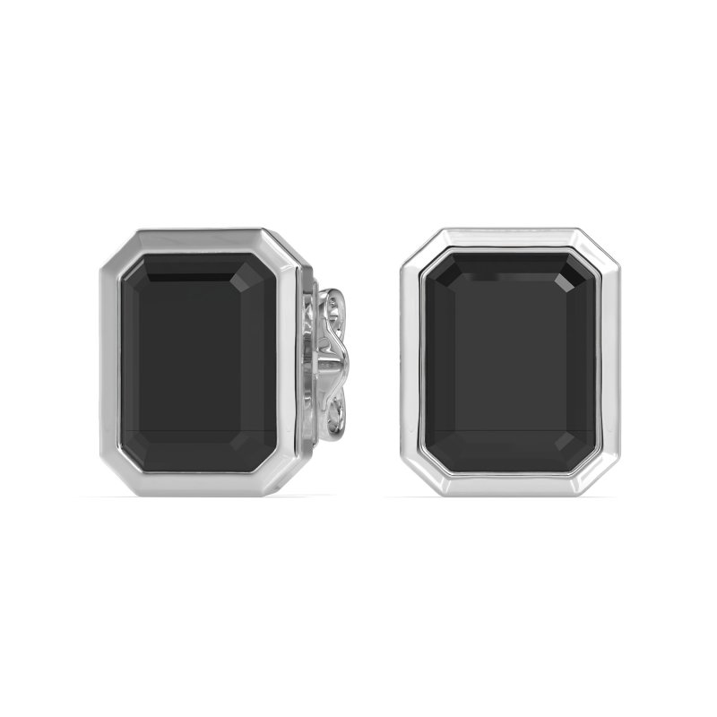 Bezel-Set Emerald Cut Stud Earrings