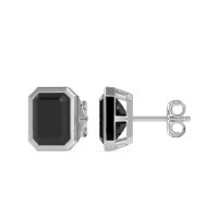 Bezel-Set Emerald Cut Stud Earrings