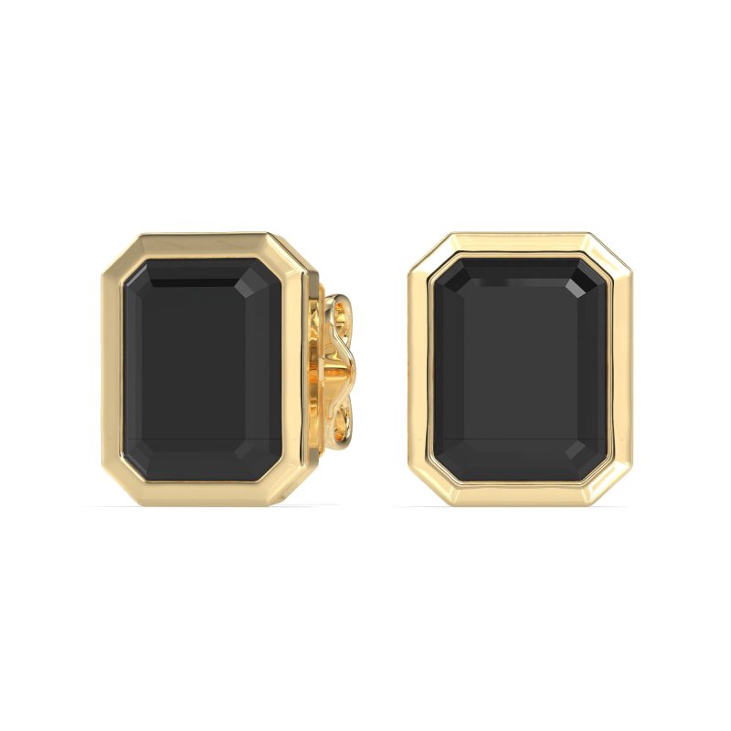 Bezel-Set Emerald Cut Stud Earrings
