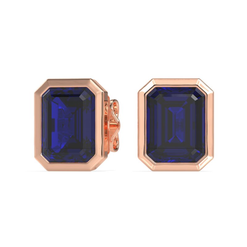 Bezel-Set Emerald Cut Stud Earrings