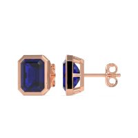 Bezel-Set Emerald Cut Stud Earrings