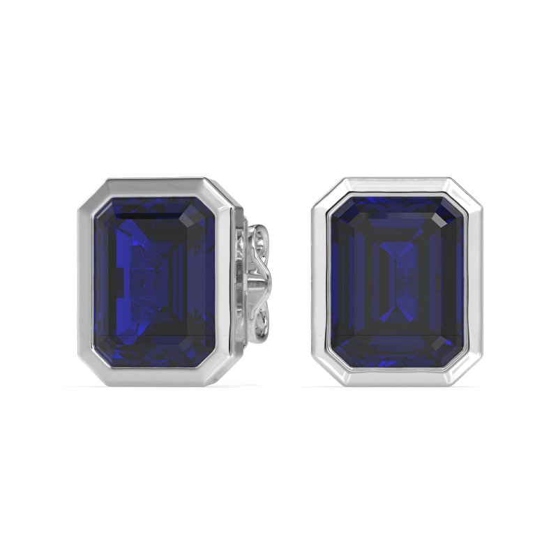 Bezel-Set Emerald Cut Stud Earrings